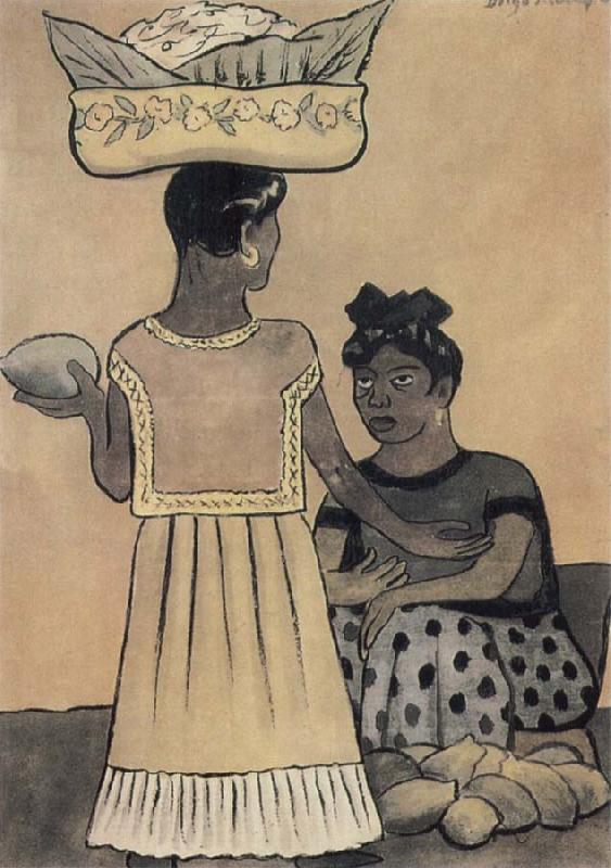 Diego Rivera Two Woman oil painting image